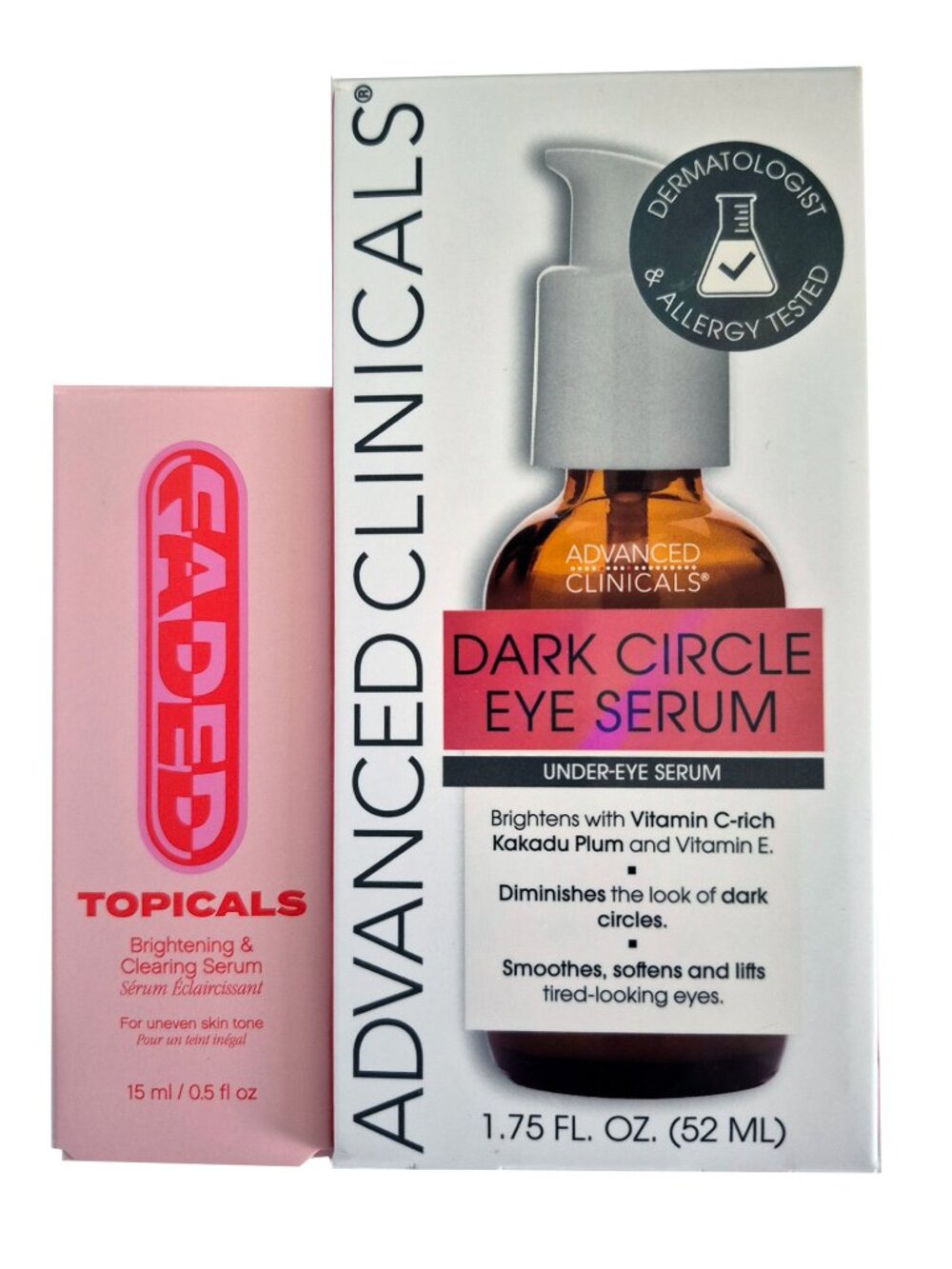 2 in Lot of Advanced Clinicals Dark Circle Serum / FADED Skin Brightening Serum